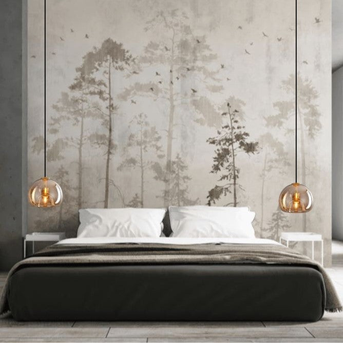 Suspension en verre teinté fumé au design moderne