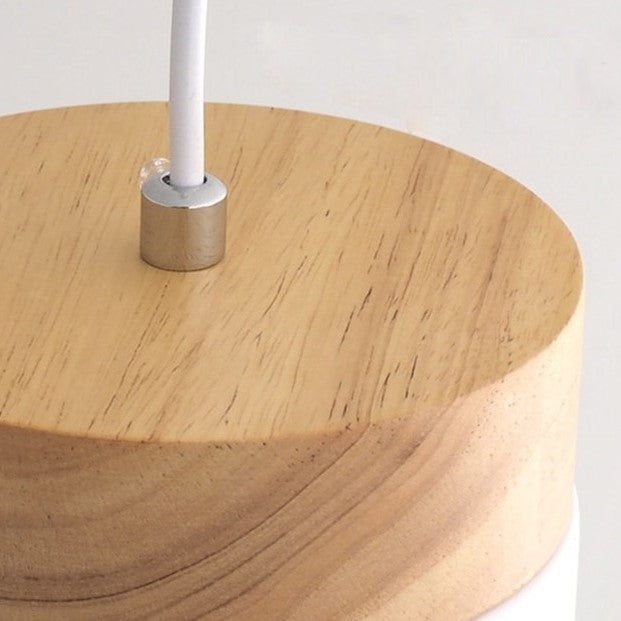 Lustre suspension bois et métal coloré style nordique