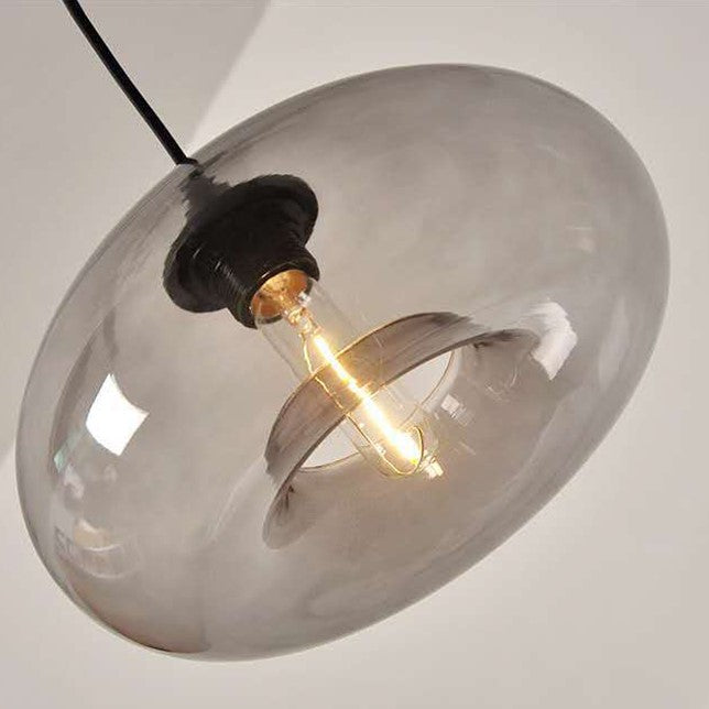 Suspension en verre teinté ovale