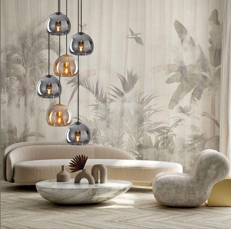 Suspension en verre teinté fumé au design moderne