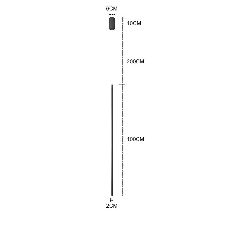Suspension tube métal noir LED