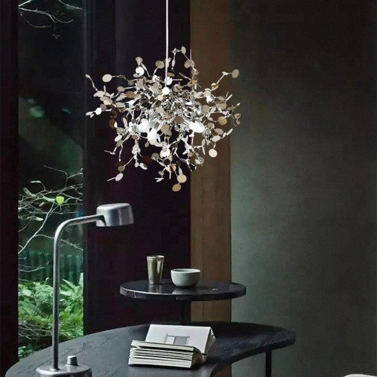 Suspension élégante en forme de feuille en acier inoxydable