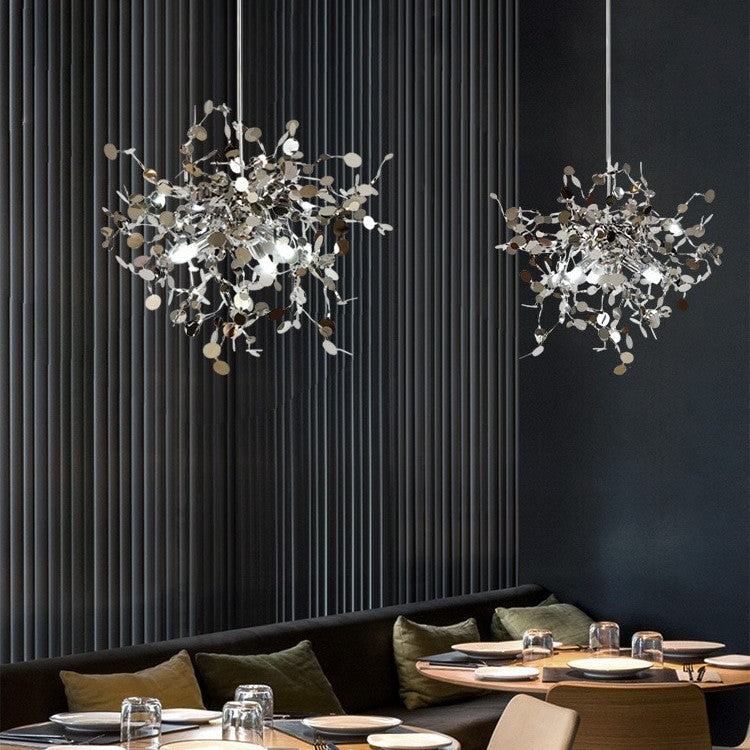 Suspension élégante en forme de feuille en acier inoxydable