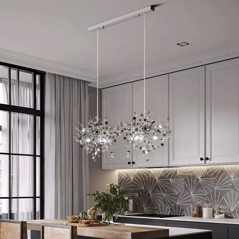 Suspension élégante en forme de feuille en acier inoxydable