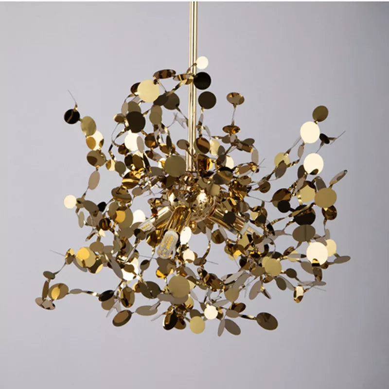 Suspension élégante en forme de feuille en acier inoxydable