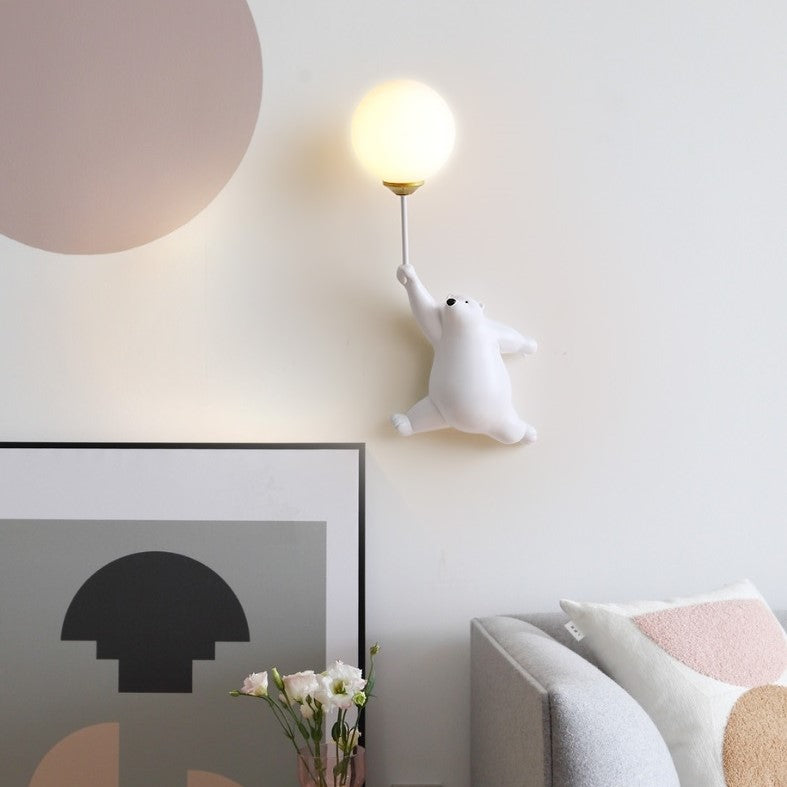 Applique murale ours polaire et boule blanche