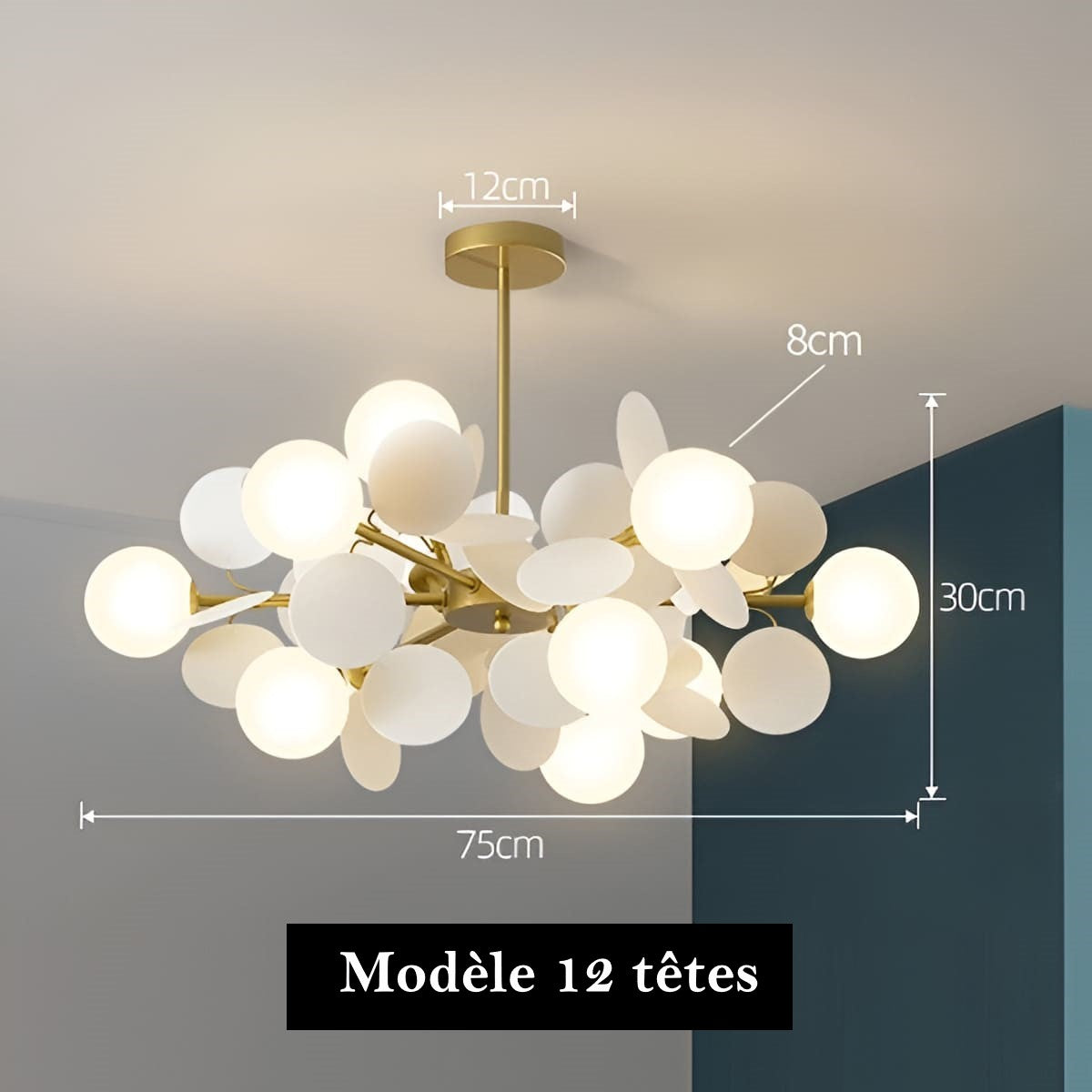 Lustre Artistique en cuivre doré - Design fleuri