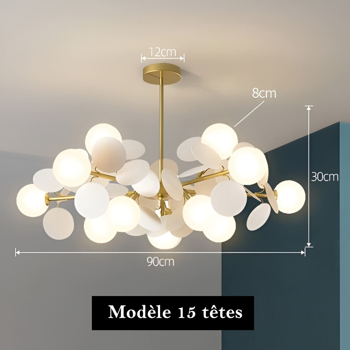 Lustre Artistique en cuivre doré - Design fleuri
