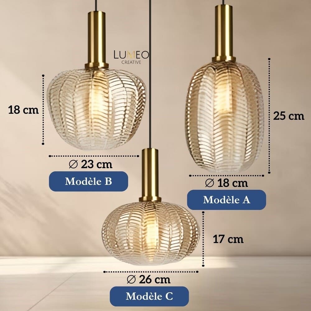 Suspension en verre strié style vintage chic