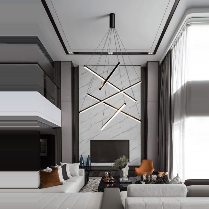 Lustre suspendu élégant, aux lignes croisées