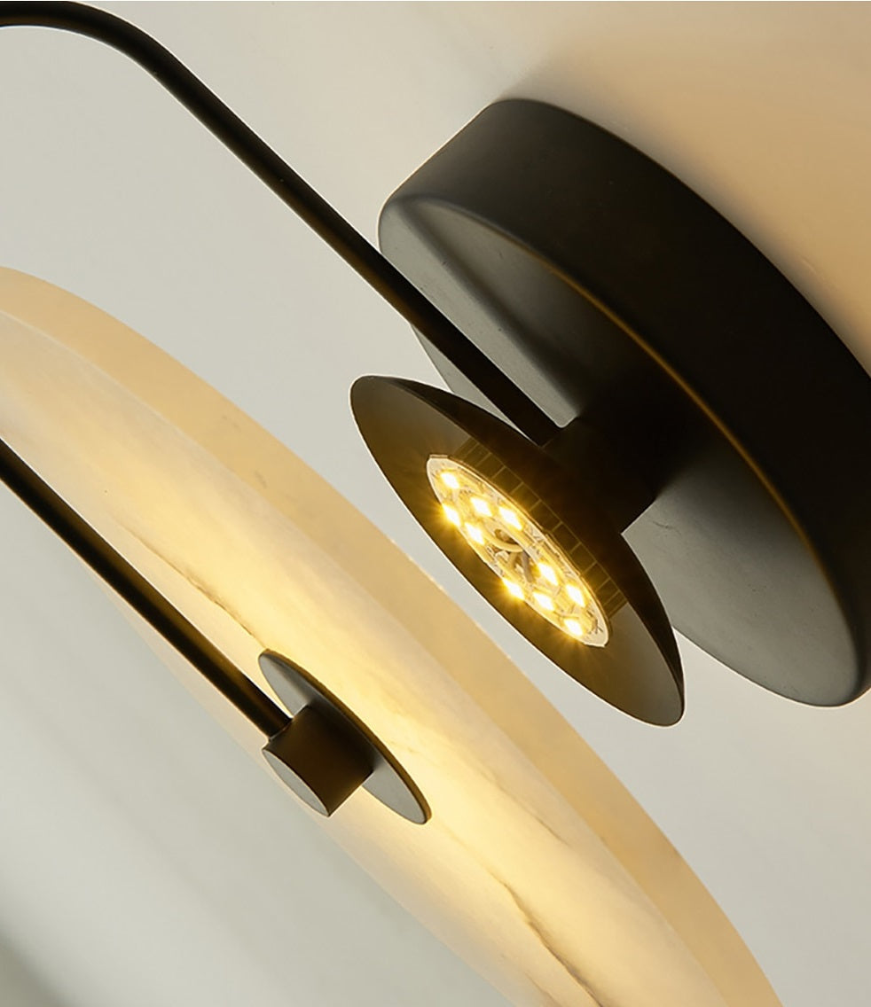 Applique murale en marbre blanc naturel et métal noir ou doré