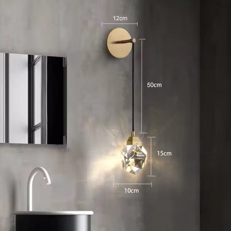 Applique murale dorée en verre style pendentif en cristal