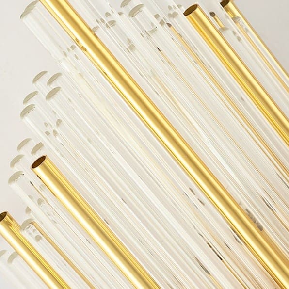 Applique murale de luxe en tube de cristal et métal doré ou noir