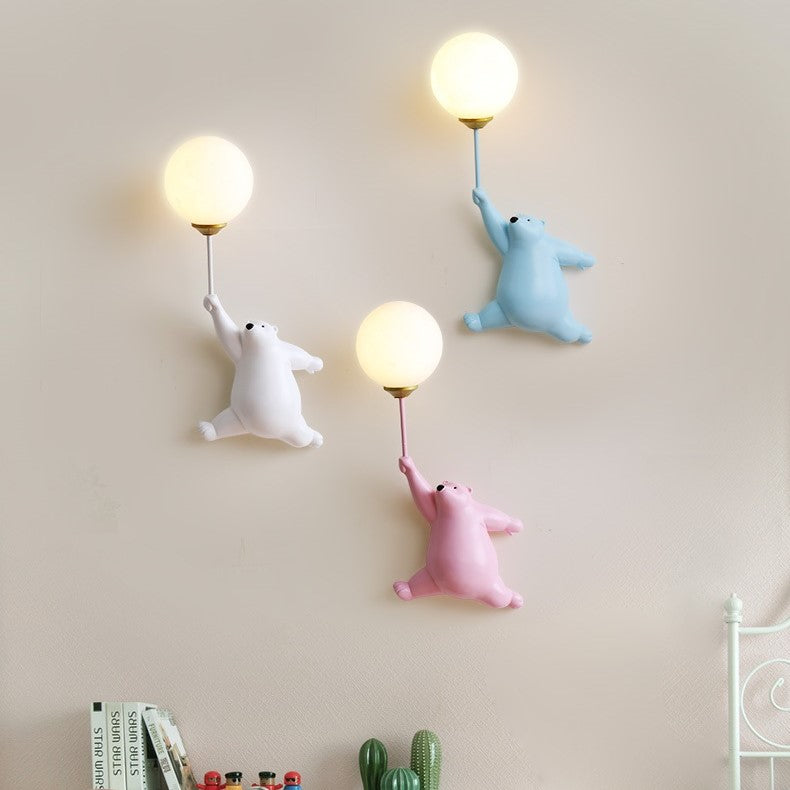 Applique murale ours polaire et boule blanche