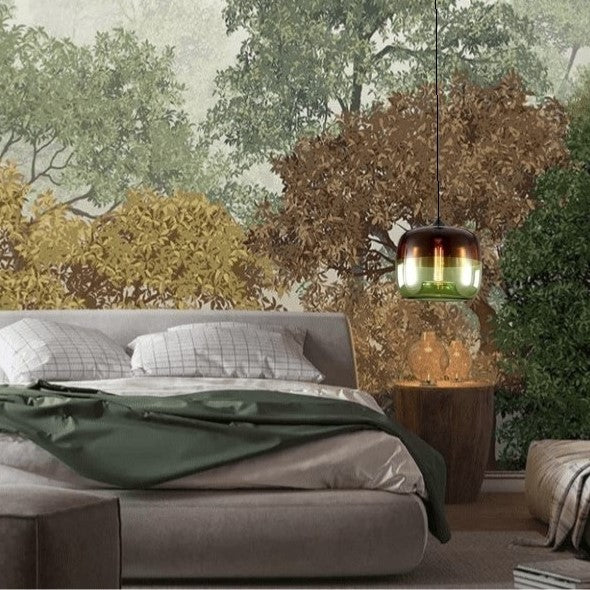 Suspension colorée en verre teinté fumé style rétro vintage