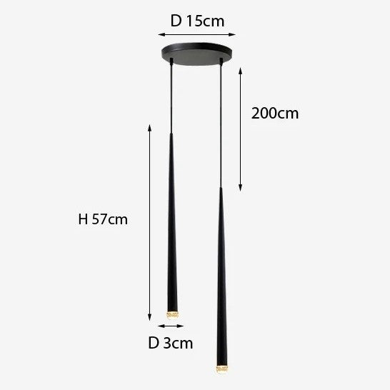 Suspension / Lustre pendant de chevet en aluminium noir et or au design minimaliste et moderne en forme de tube métal