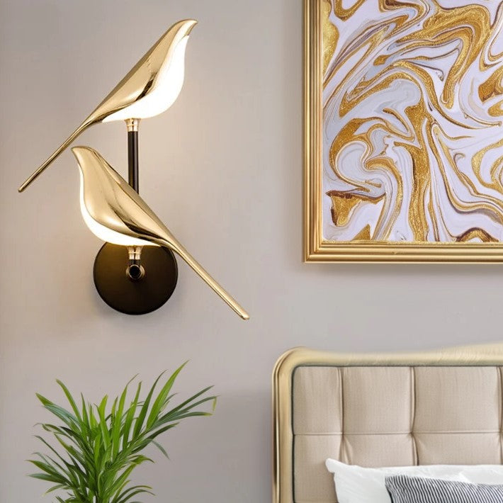 Applique murale à LED | Oiseaux dorés