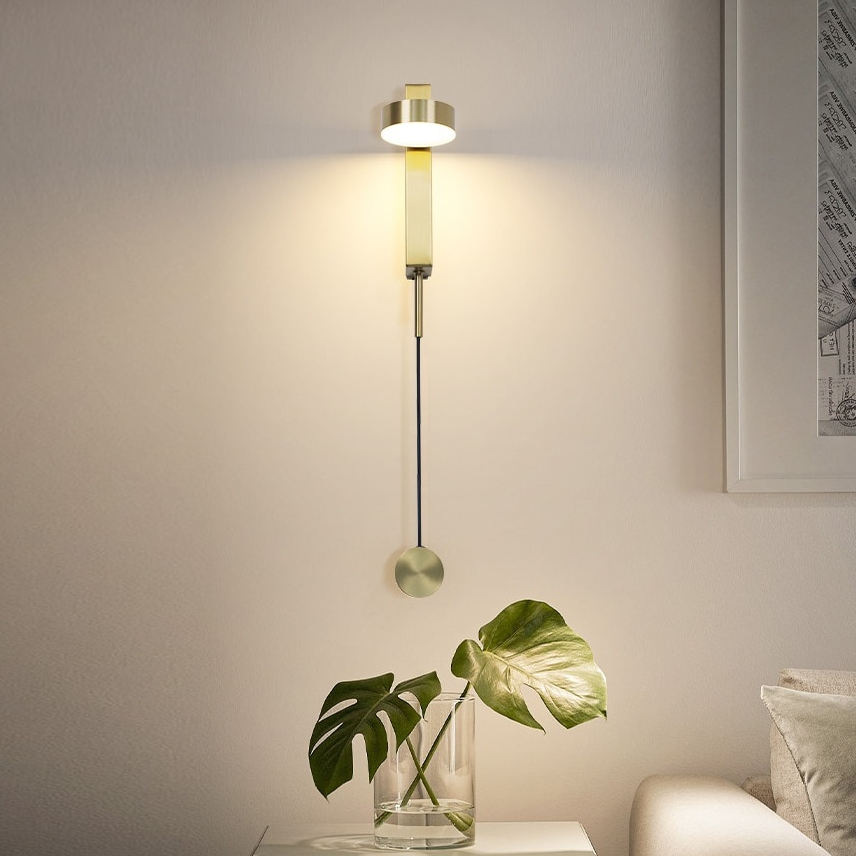 Lampe de chevet murale en aluminium brossé au design moderne avec variateur d’intensité