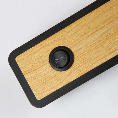 Lampe de chevet murale en bois avec interrupteur et tête rotative