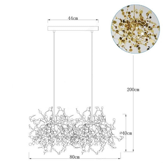 Suspension élégante en forme de feuille en acier inoxydable