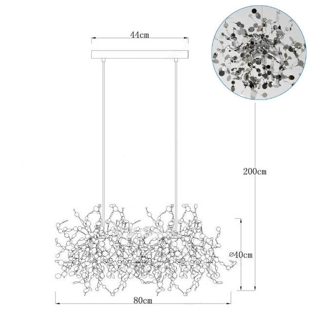 Suspension élégante en forme de feuille en acier inoxydable