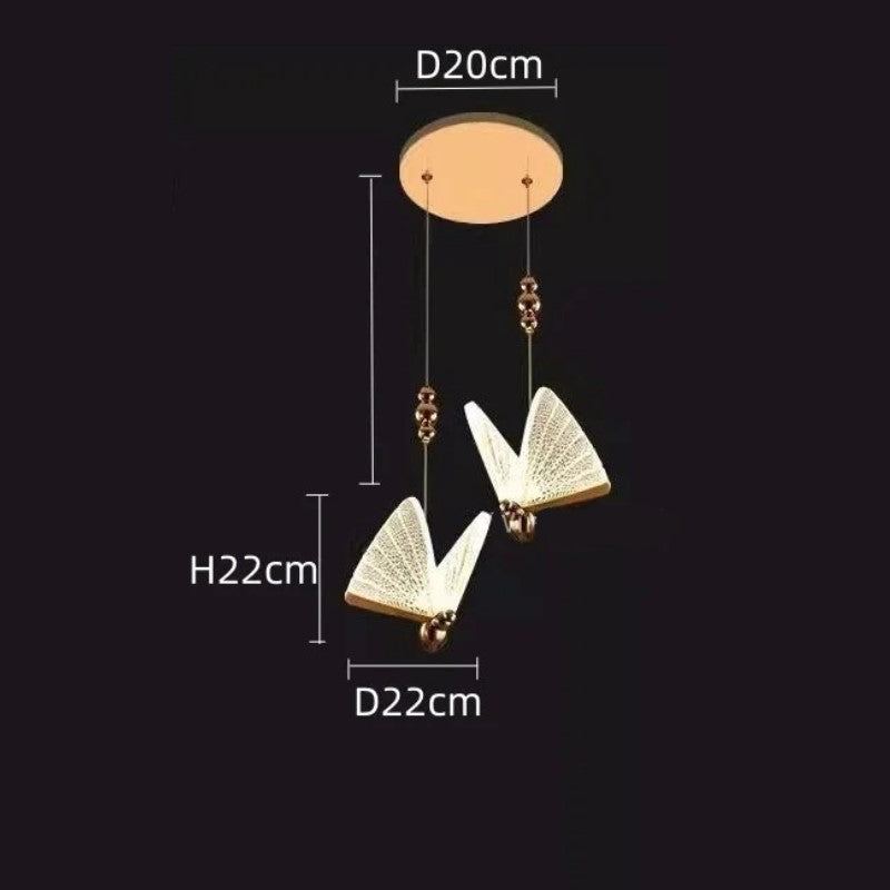 Suspension forme de papillon or et verre
