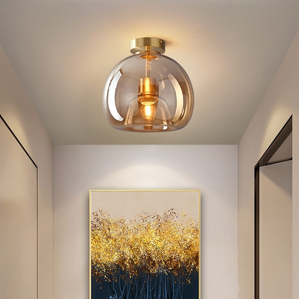 Plafonnier en verre teinté fumé au design moderne