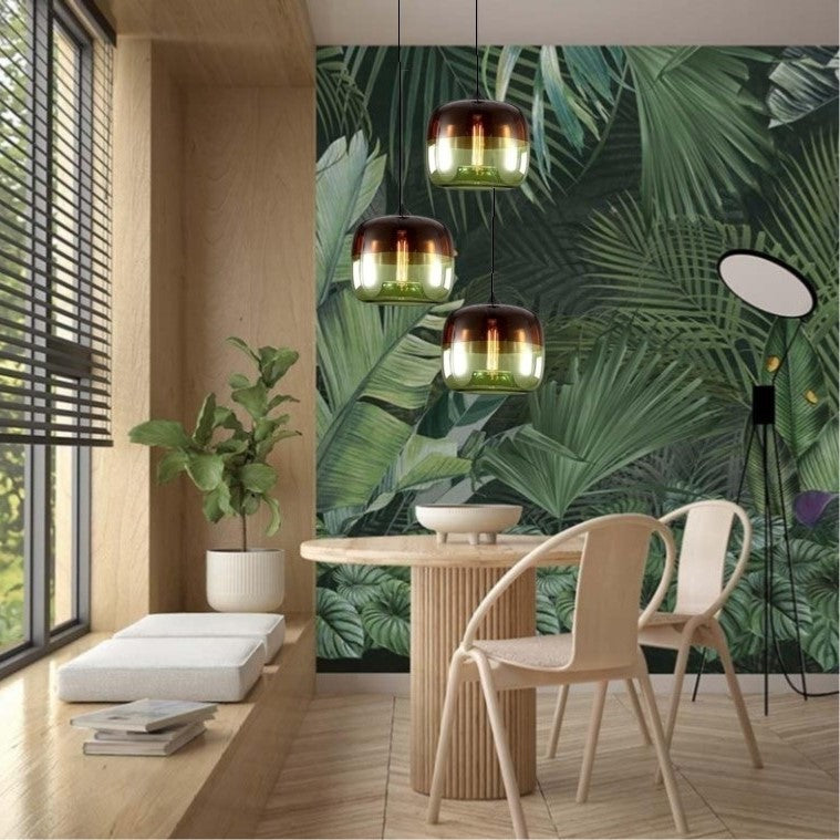 Suspension colorée en verre teinté fumé style rétro vintage