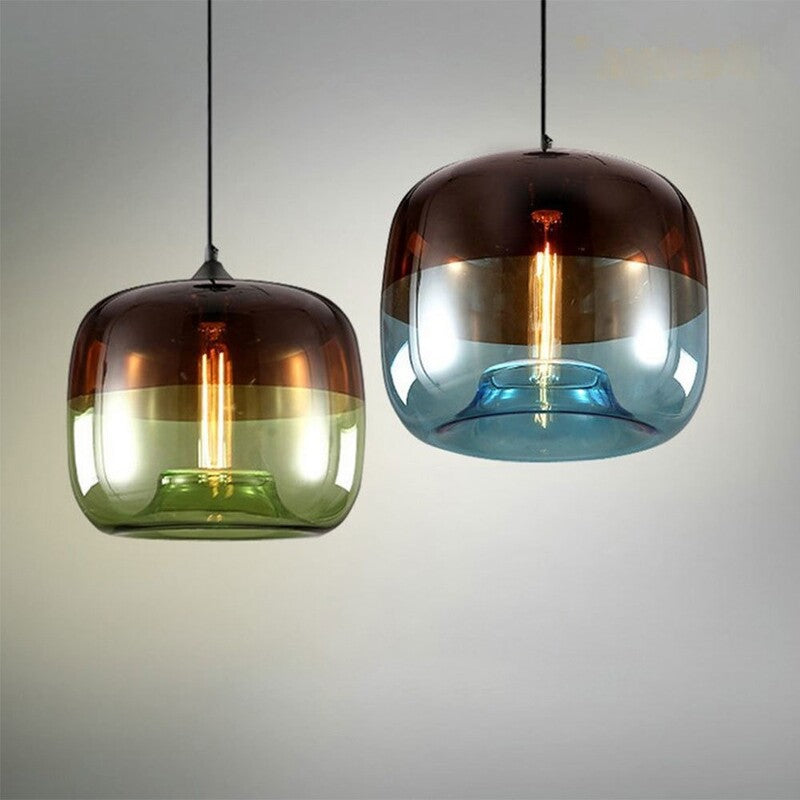 Suspension colorée en verre teinté fumé style rétro vintage