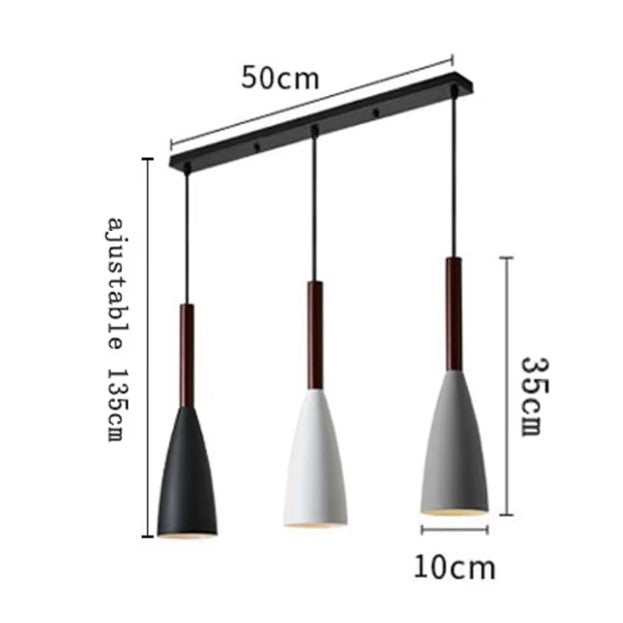 Suspension couleur aux choix en bois et aluminium au design nordique moderne en forme de bouteille