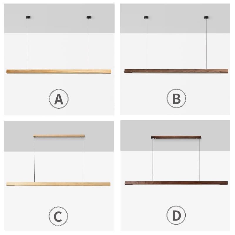 Suspension LED style bois de noyer ou de sapin | Design rectiligne & minimaliste
