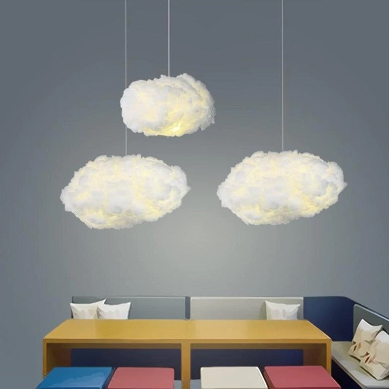 Suspension luminaire moderne en forme de nuage, en coton blanc