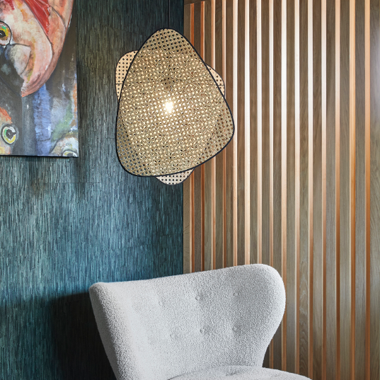 Suspension aérienne en cannage rotin style rétro