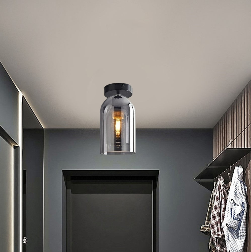 Plafonnier en verre teinté fumé au design moderne