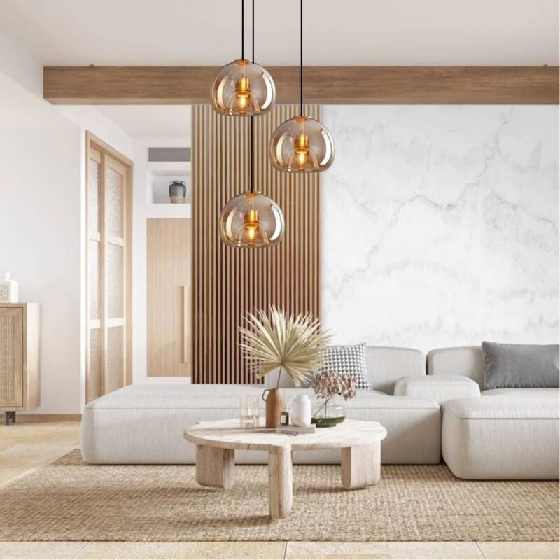 Suspension en verre teinté fumé au design moderne