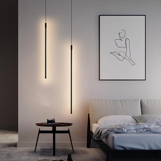 Suspension tube métal noir LED