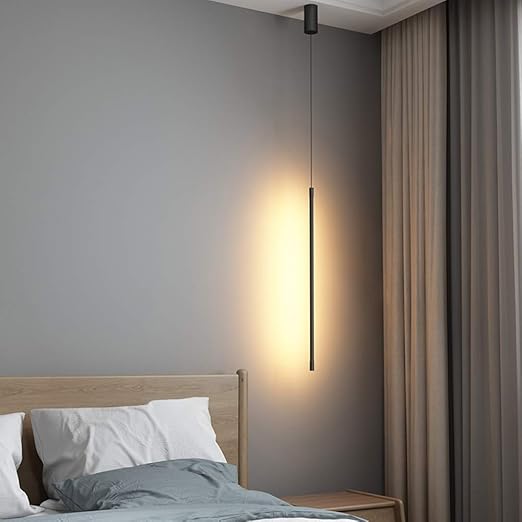 Suspension tube métal noir LED