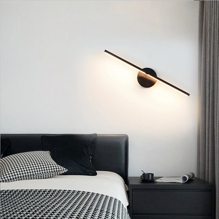 Applique mural rotative à 300° en aluminium en forme de tube noir à LED