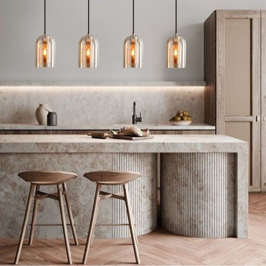 Suspension en verre teinté fumé au design moderne