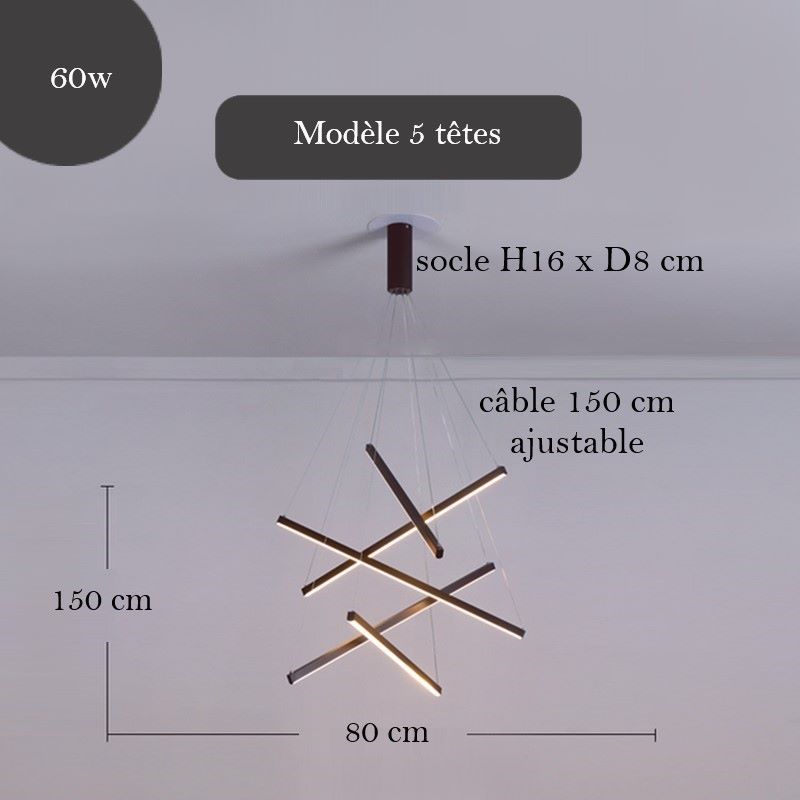 Lustre suspendu élégant, aux lignes croisées
