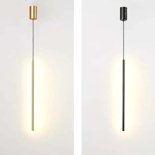 Suspension tube métal noir LED