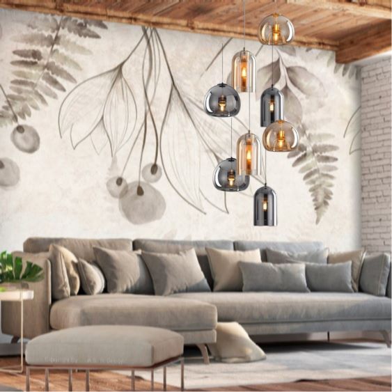 Suspension en verre teinté fumé au design moderne