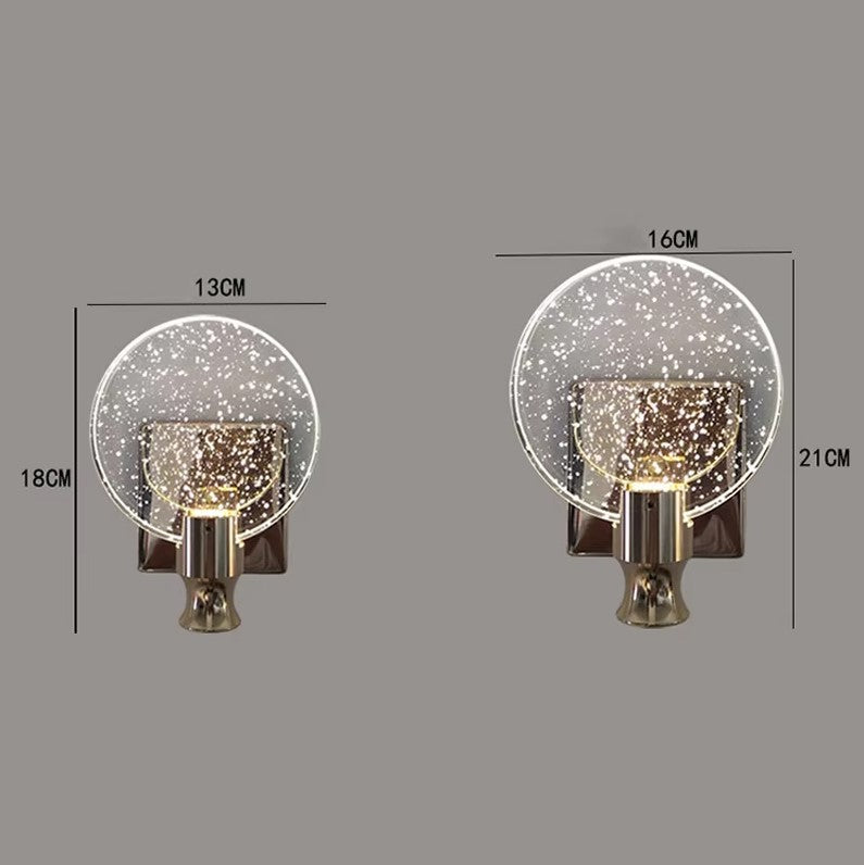 Applique murale ronde en métal et anneau de verre