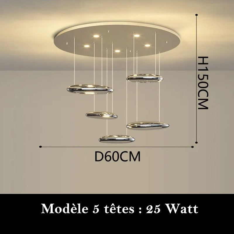 Lustre suspendu en forme de nuages métaliques