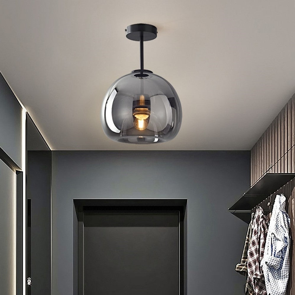 Plafonnier en verre teinté fumé au design moderne