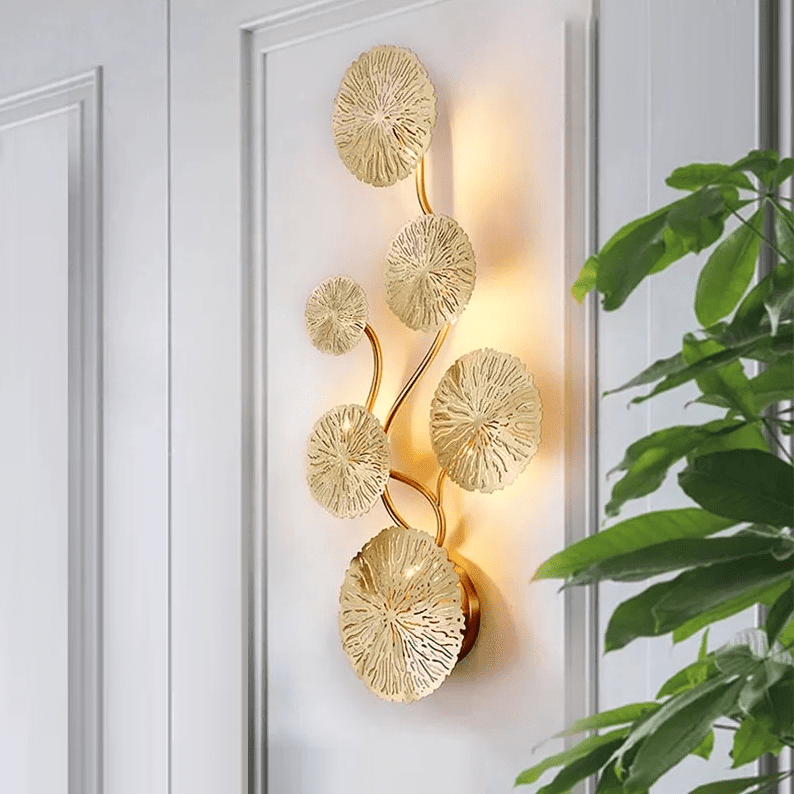Applique murale cuivre doré - Fleur de lotus