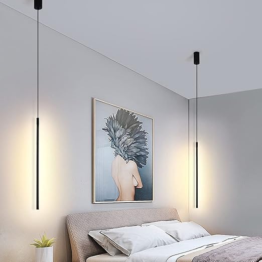 Suspension tube métal noir LED