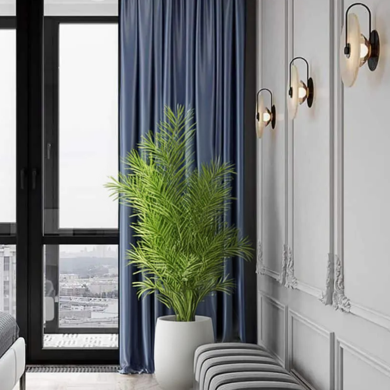 Applique murale en marbre blanc naturel et métal noir ou doré