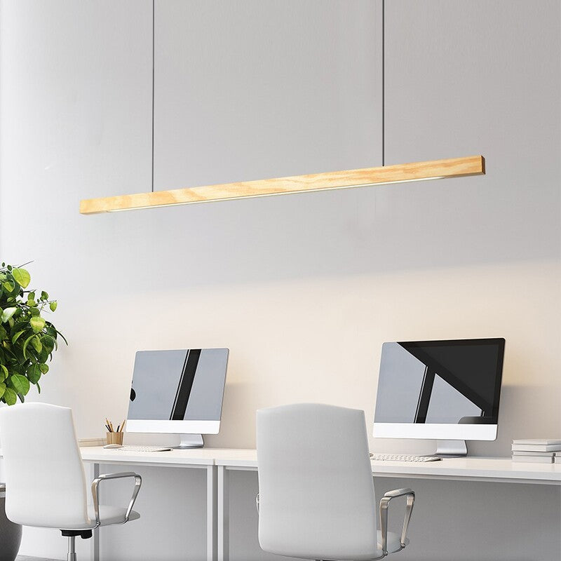 Suspension LED style bois de noyer ou de sapin | Design rectiligne & minimaliste