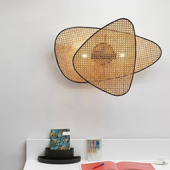 Applique murale aérienne rotin vintage | Style wabi sabi